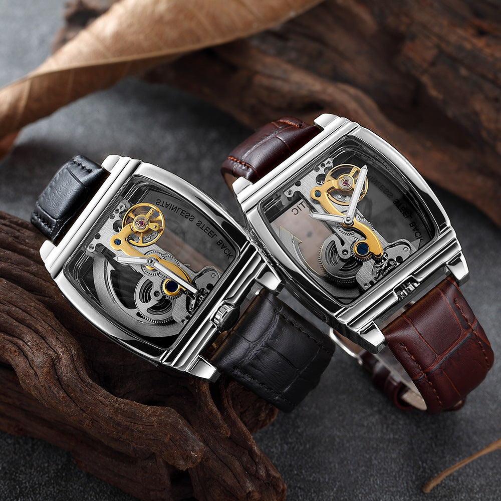 SHENHUA barrel-shaped double-sided hollow automatic mechanical watch