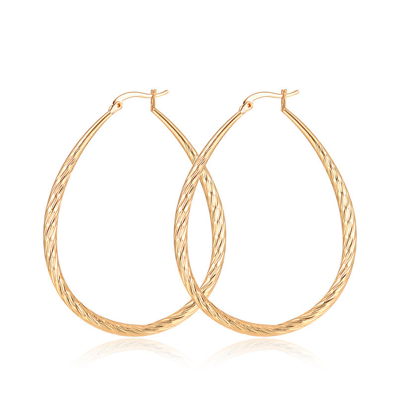 Golden Drop-Shaped Textured Frosted Earrings