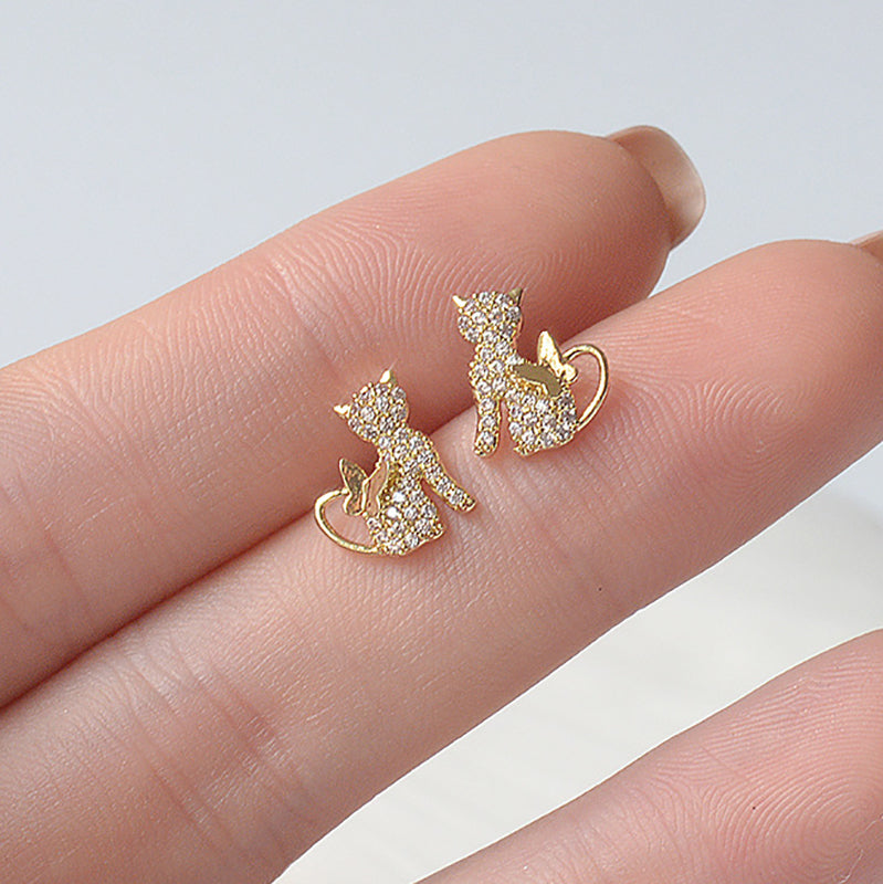 Silver Needle Stud Earrings Diamond Gold Earring Stud Earrings Cute