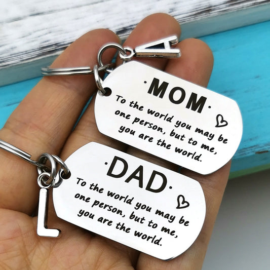 Parents' Stainless Steel Keychain 26 Letters