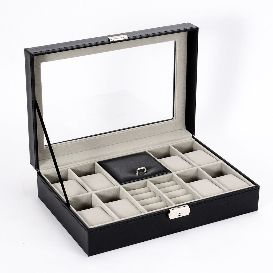 PU Leather & Wood Jewelry Storage Box