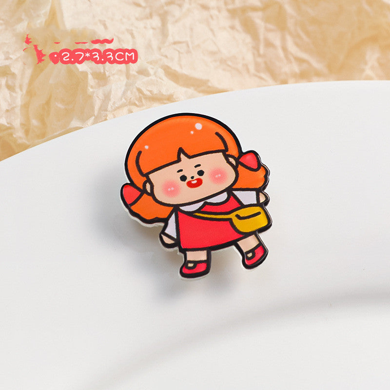 Cartoon Acrylic Brooch Cute Decorative Accessories