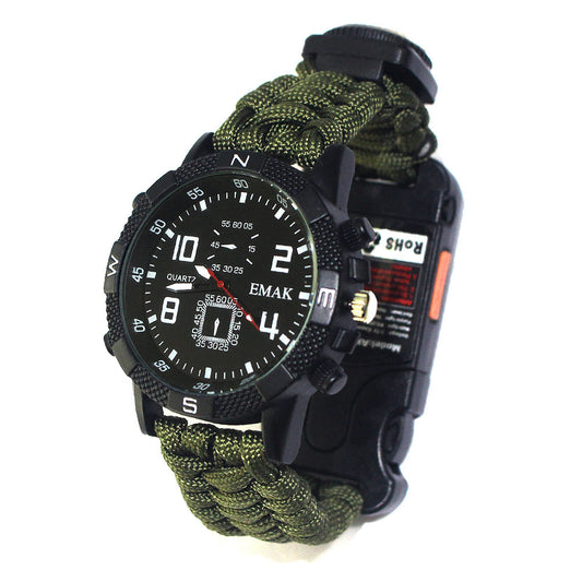 Outdoor camping survival seven core umbrella rope woven watch AK17 multi-function compass survival watch