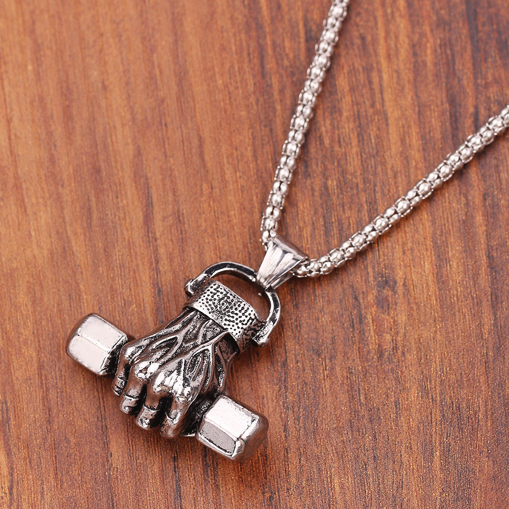 Gym dumbbell necklace