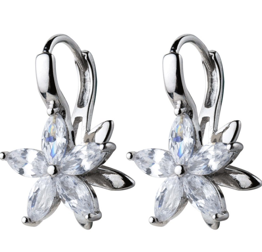 Diamond flower earrings