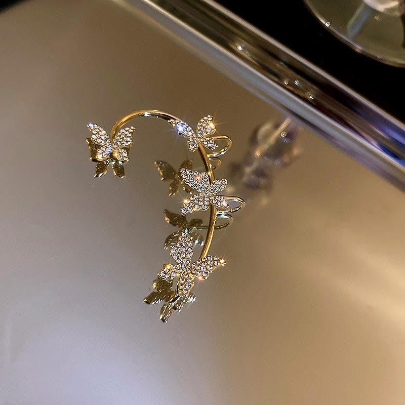 Korea Diamond Butterfly Ear Hook Without Pierced Bone Clip