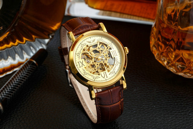 Nunos are hollow waterproof belt mechanical watches customized wholesale trade men burst one generation