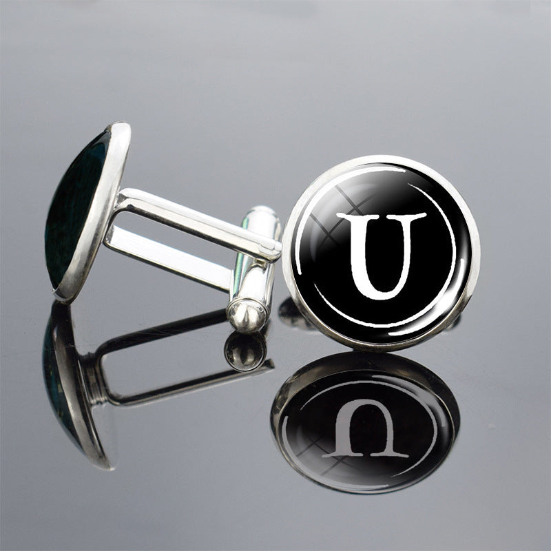 Twenty-six English alphabet cufflinks metal