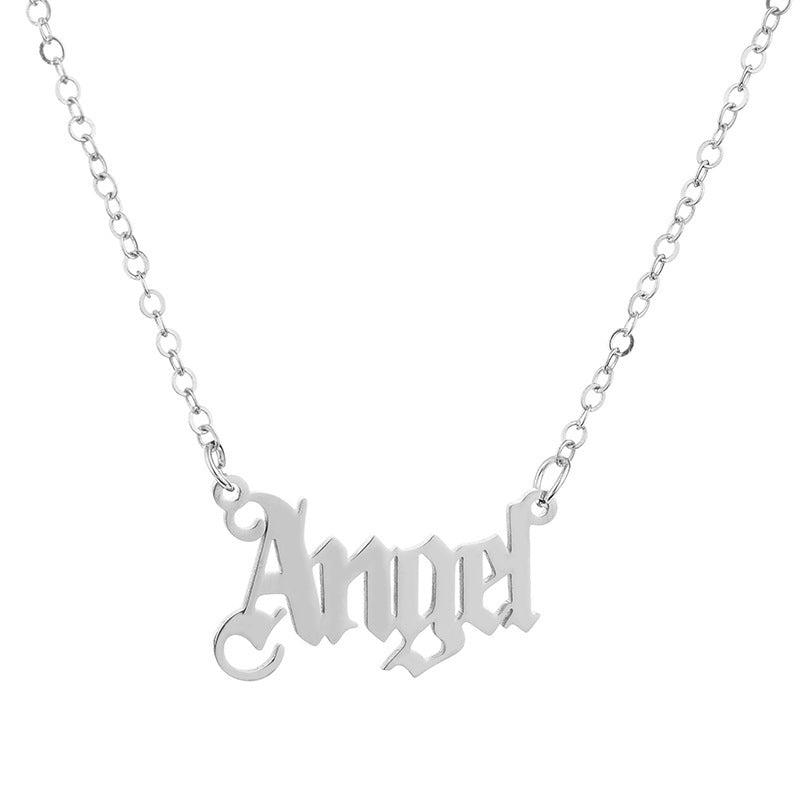 Gold Letter Angel Necklace