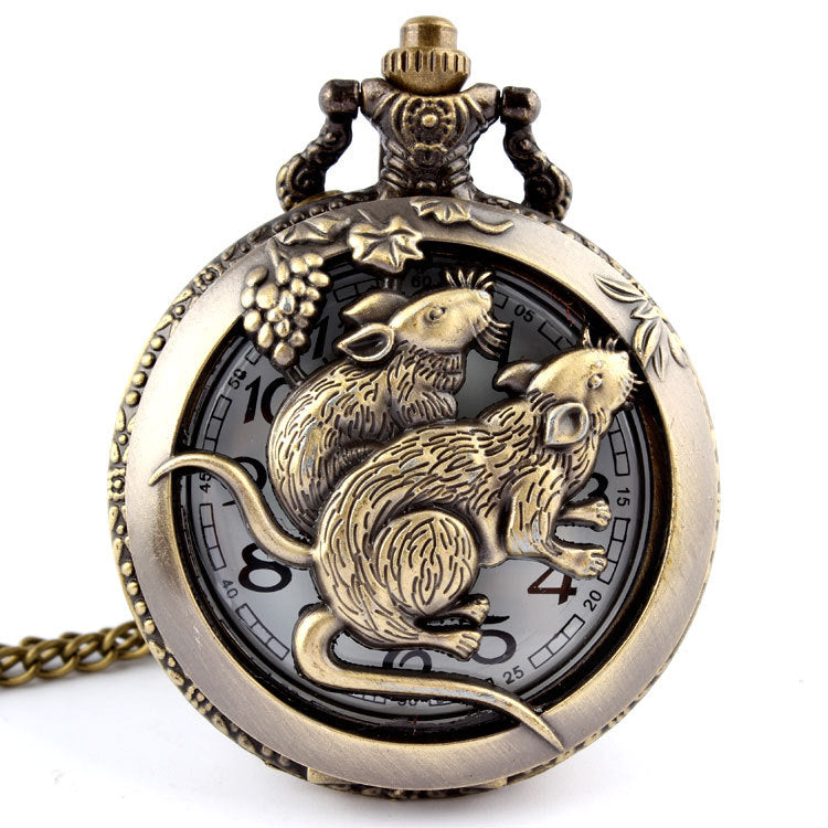 Vintage animal chain pocket watch