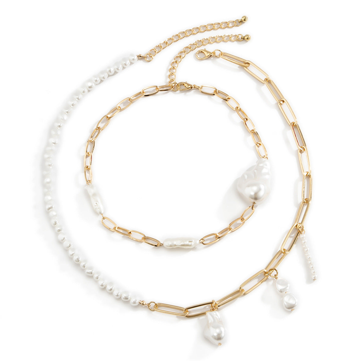 Asymmetrical Shaped Imitation Pearl Set Necklace