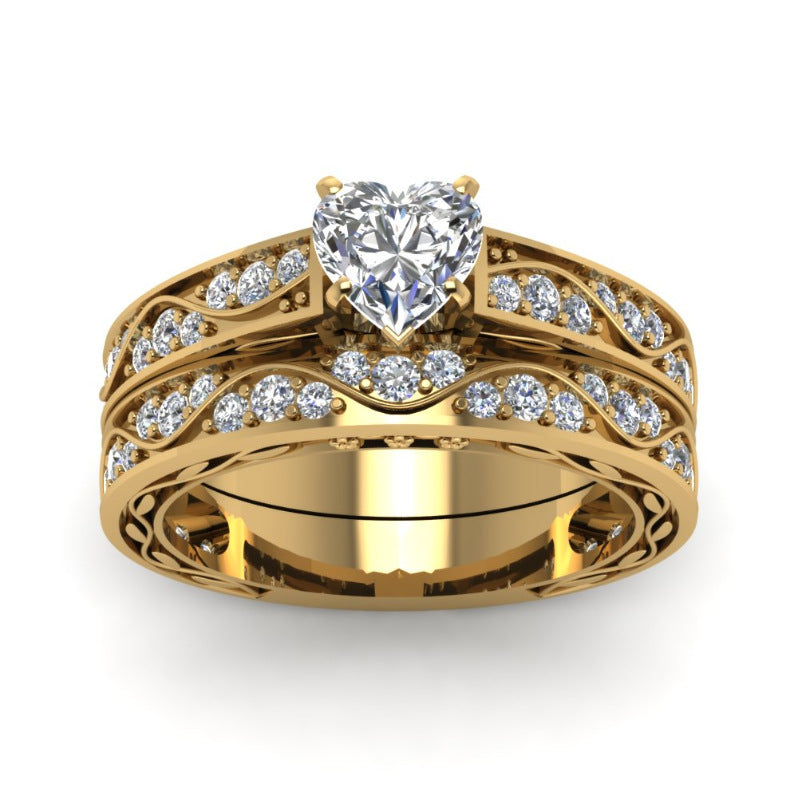 Couple Ring with Zircon Golden Dragon Ring