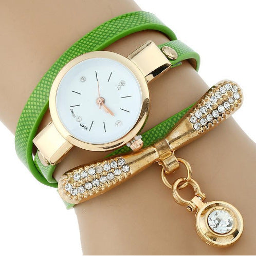 Gnova Platinum Fashion Luxury Brand New Women Rhinestone Gold Bracelet Watch Pu Leather Ladies Quartz Casual Wristwatch