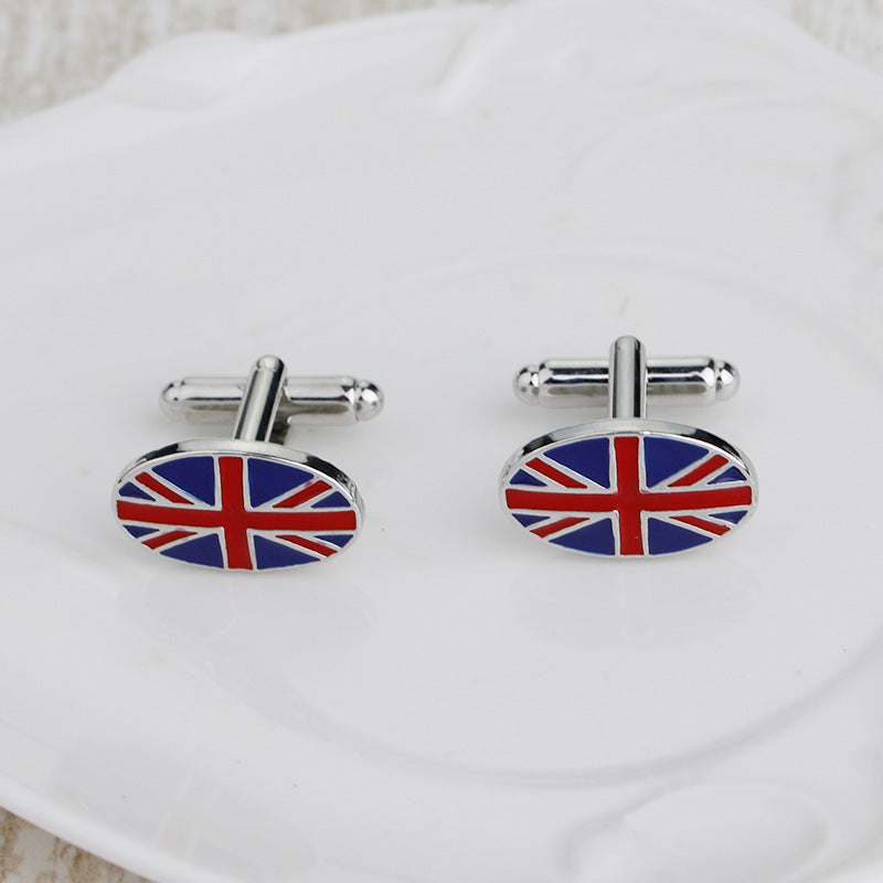 British Flag Geometric Fashion Men's French Shirt Cufflinks