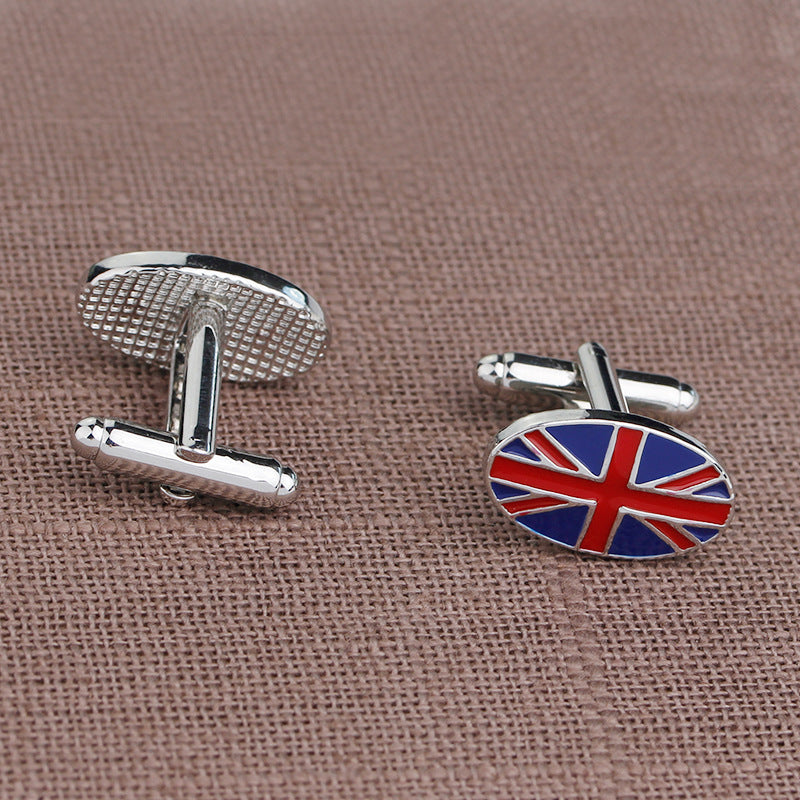 British Flag Geometric Fashion Men's French Shirt Cufflinks