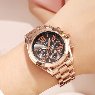 Luxury rose gold women casual watch