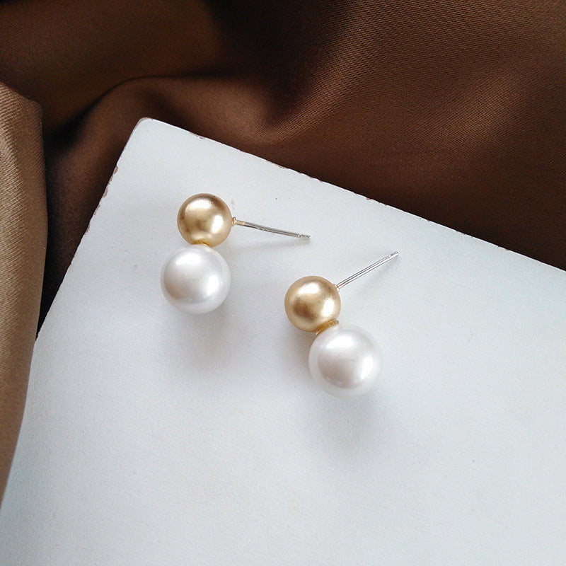 Female Silver Pearl Stud Earrings