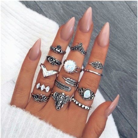 Gold Boho & Vintage Stackable Ring Set