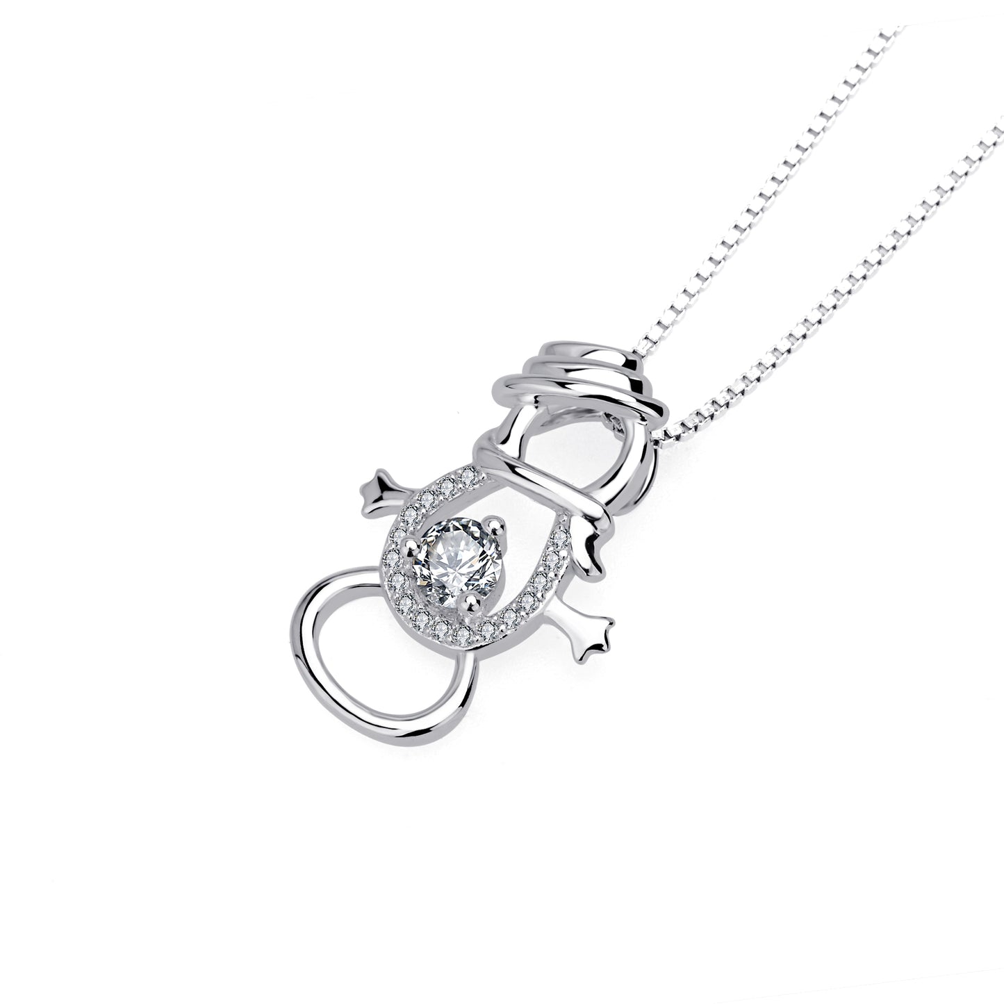 Snowman Pendant 925 Silver Necklace