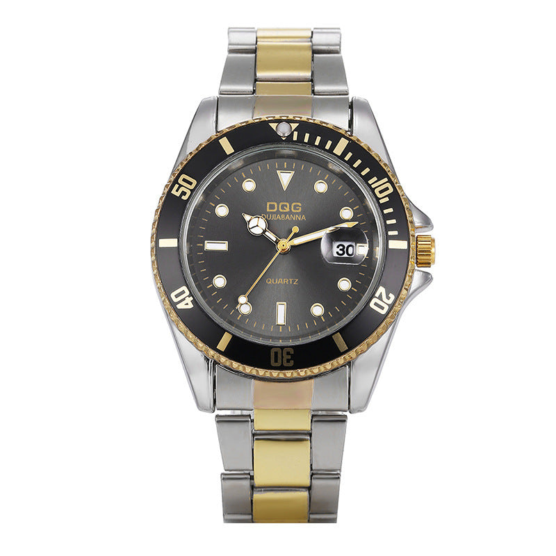 Waterproof  Calendar Gold Steel Strap Men's Watch