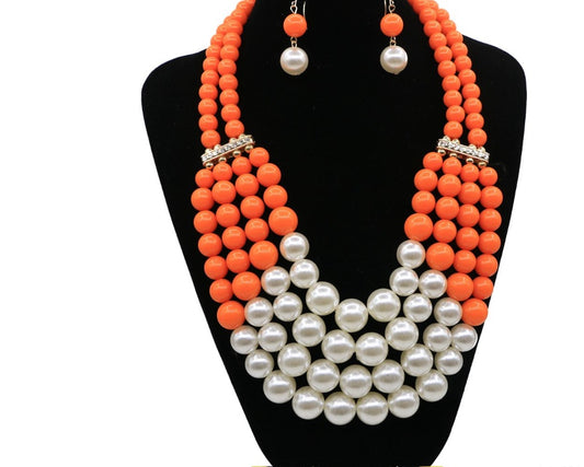 Multi Simulated Pearl Bohemian Jewelry Set