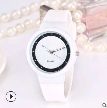 Silicone strap watch fashion candy color student men and women couple quartz watch