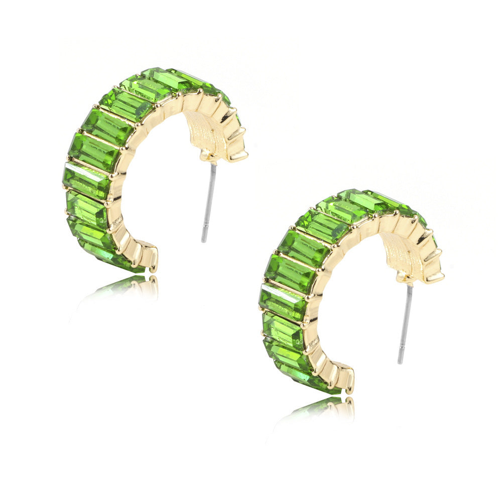 Multicolor C-Shape Gold Plated Earrings