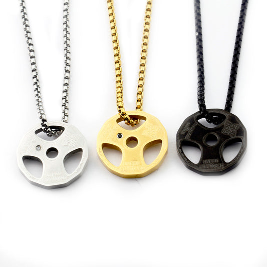 Titanium Steel Pendant and Chain Fitness Weight Necklace