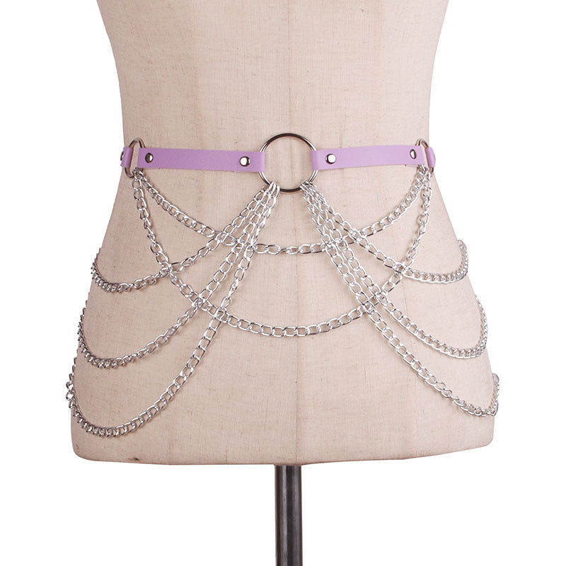 Metal Chain Leather Belt Body Chains