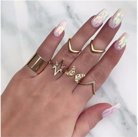 Gold Boho & Vintage Stackable Ring Set