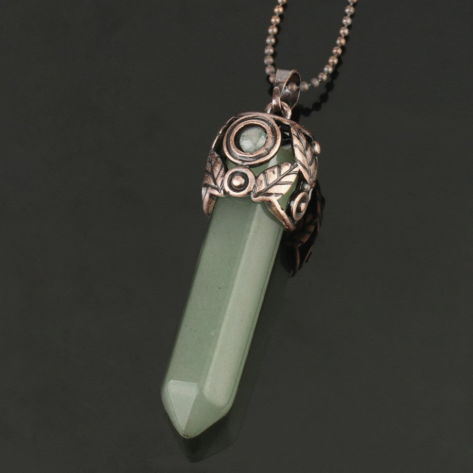 Natural Crystal Hexagon Post Pendant