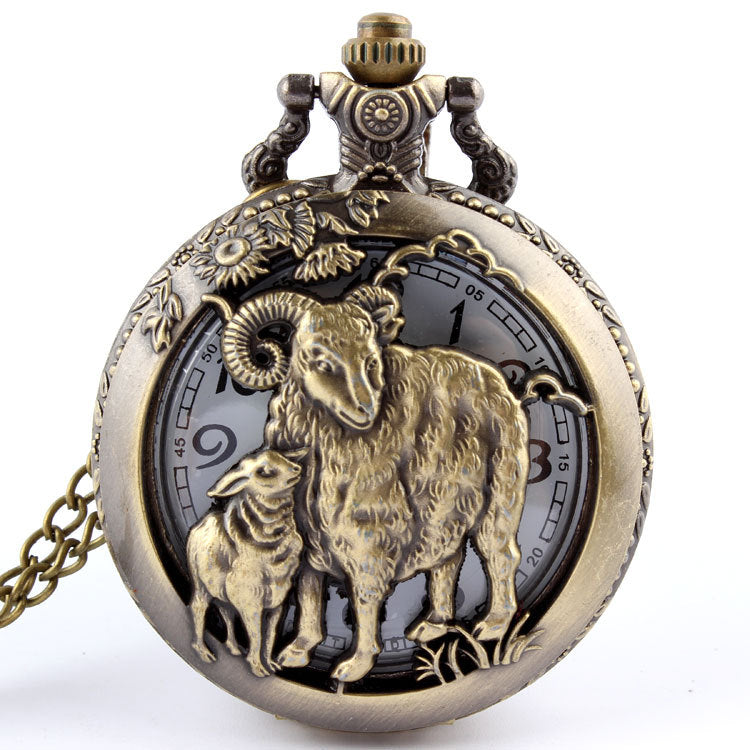 Vintage animal chain pocket watch