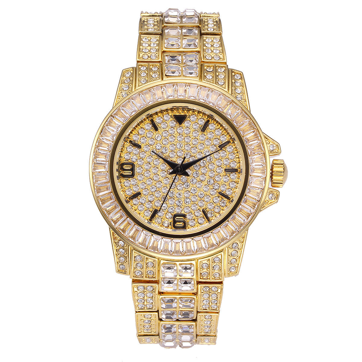 Stainless steel waterproof full diamond watch