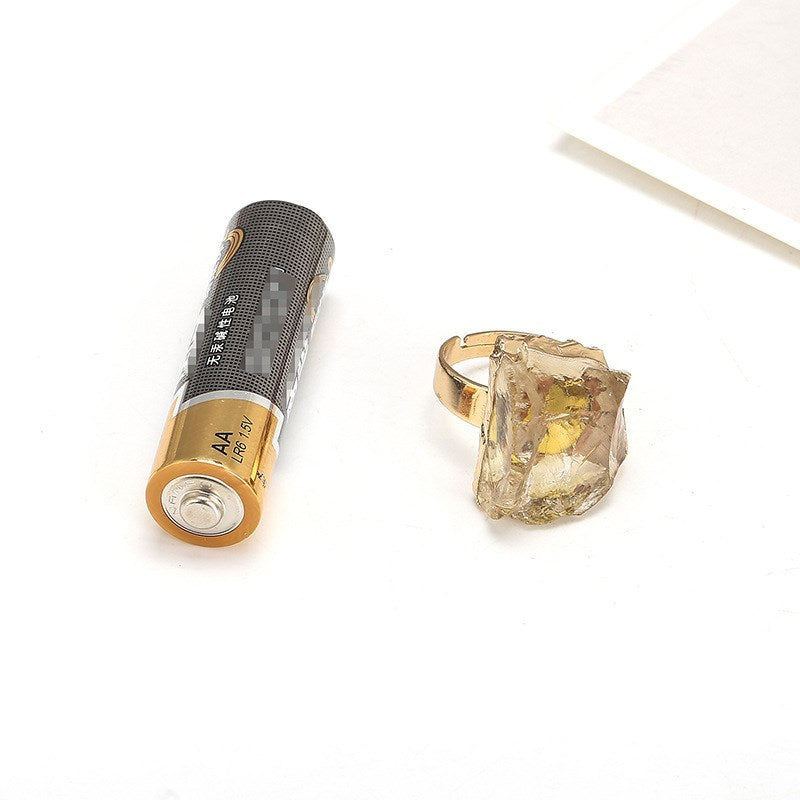 Natural Crystal Plating Rough Stone Ring