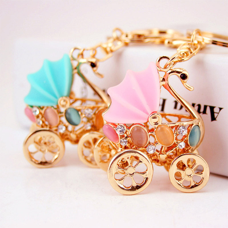 Creative Cute Baby Carriage Shape Keychain