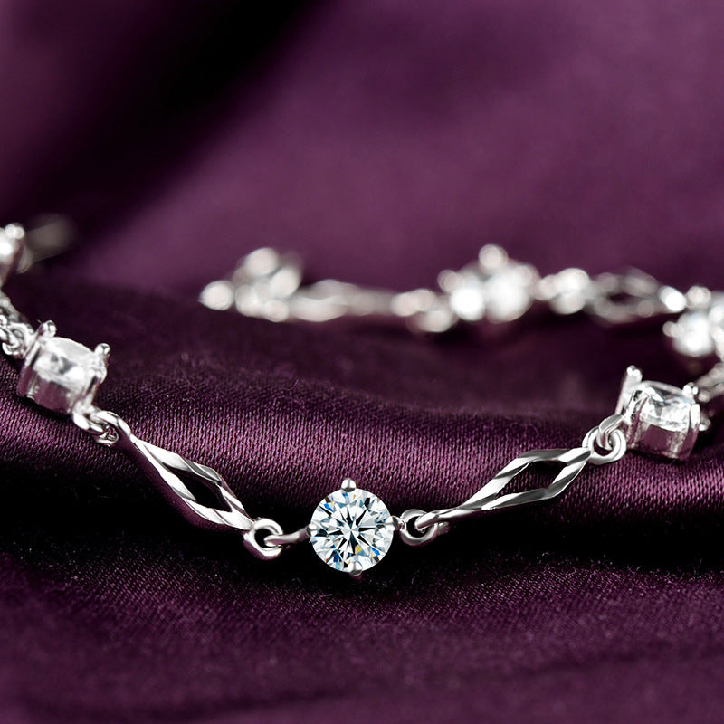 Women's Sterling Silver Crystal Bracelet