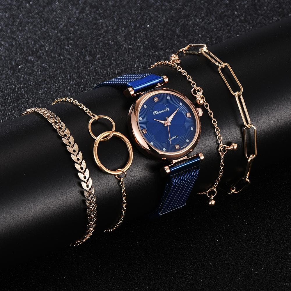 Alloy mesh strap watch set