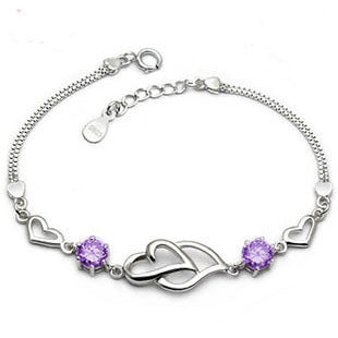Heart Bracelet with Crystal Accents Sterling Silver