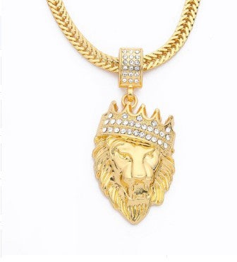 Men Lion Head Pendant  Necklace