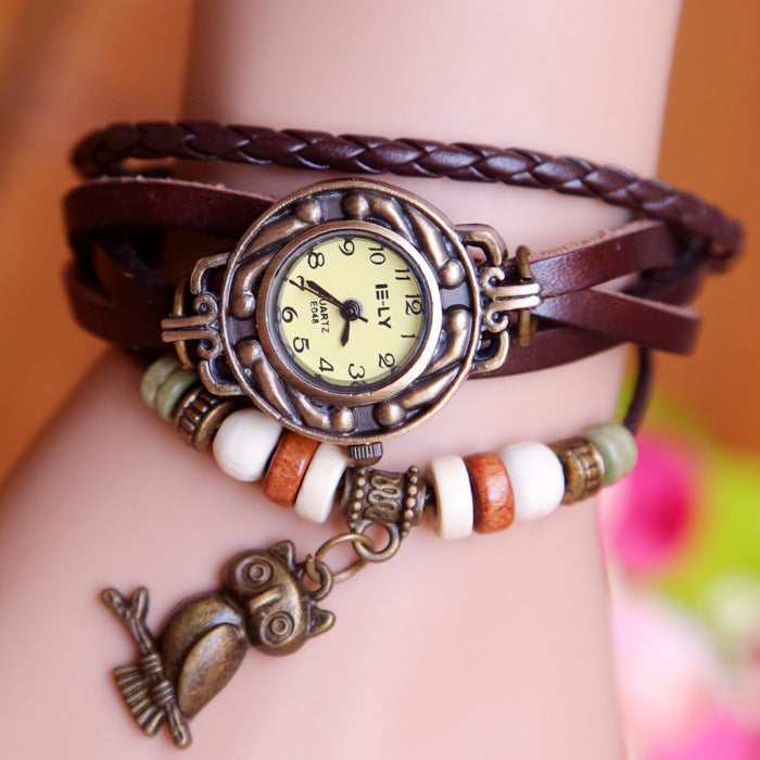 New bracelet bracelet owl female style back Rome fashion punk tide Korean female student Watch