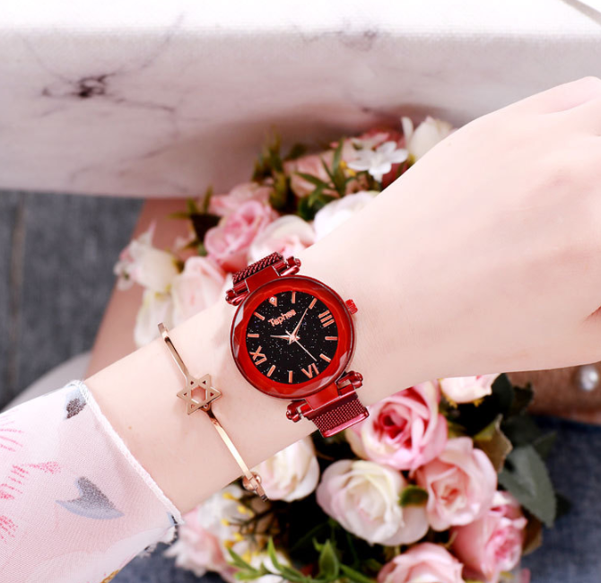 Star lazy magnet buckle quartz watch