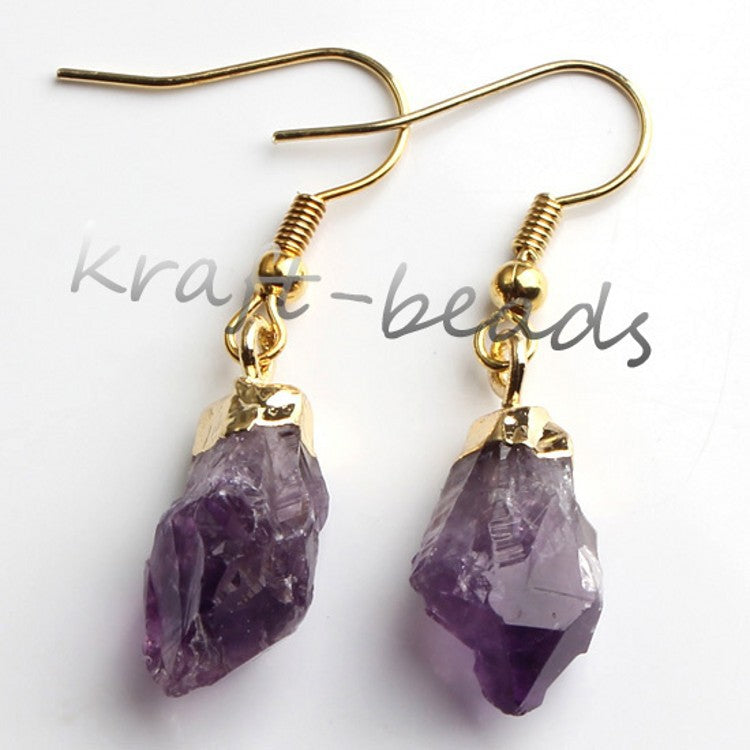 Natural Crystal Unshaped Rough Stone Earrings Earrings