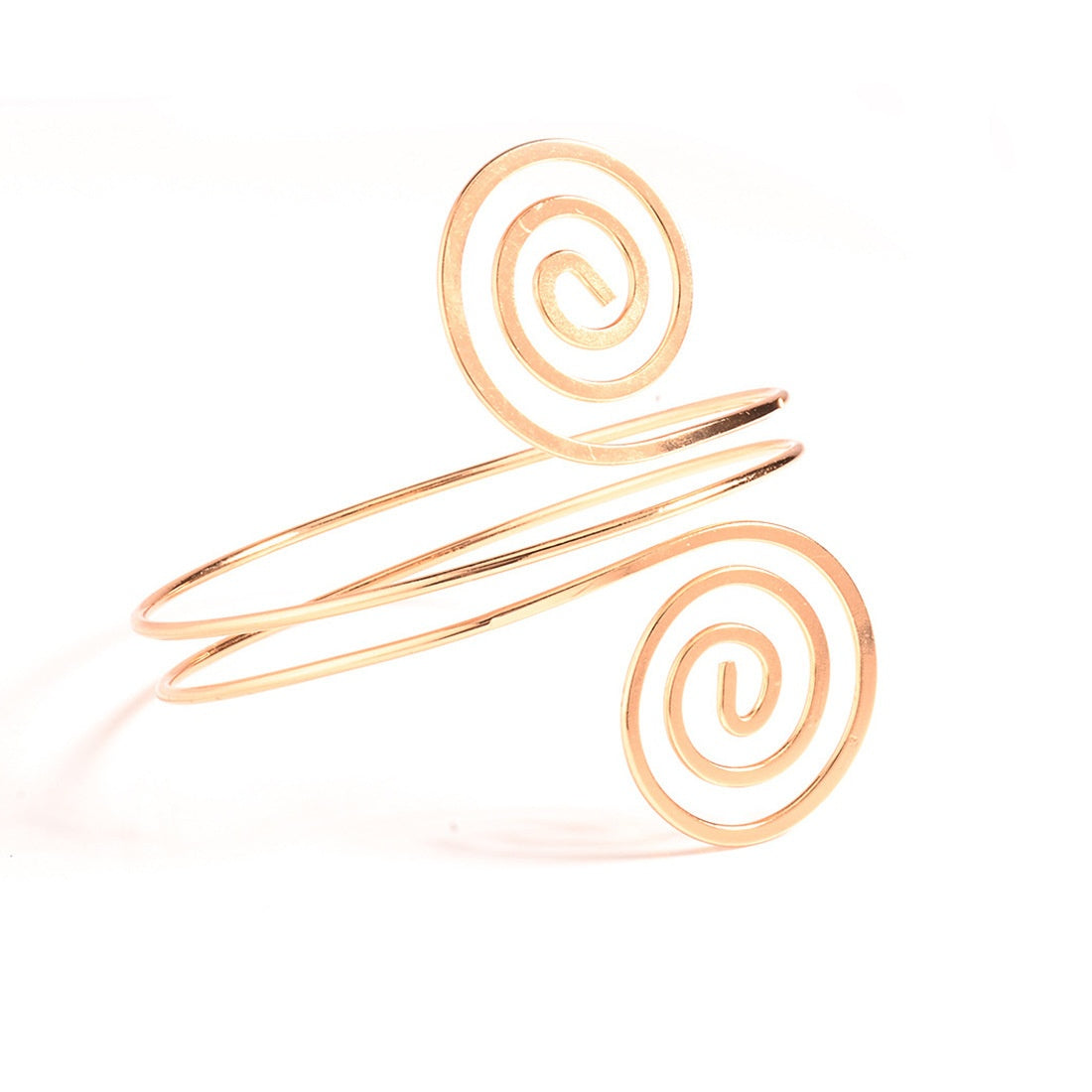 Minimalist Gold Spiral Arm Cuff - Adjustable Boho Upper Arm Bracelet