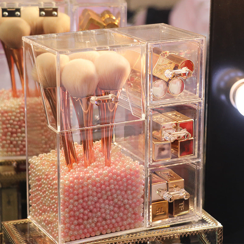Clear Acrylic Makeup Brush & Jewelry Storage Box
