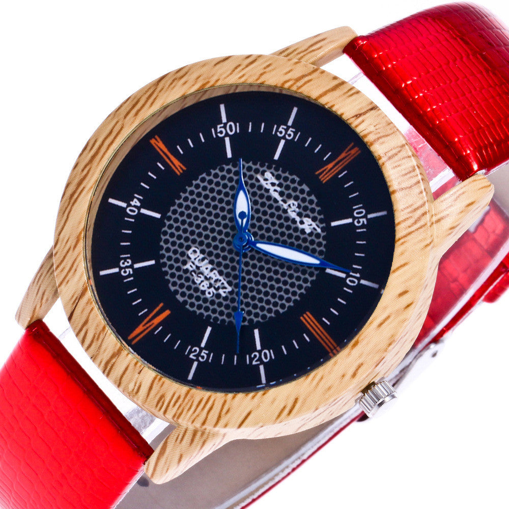 Leather wooden watch