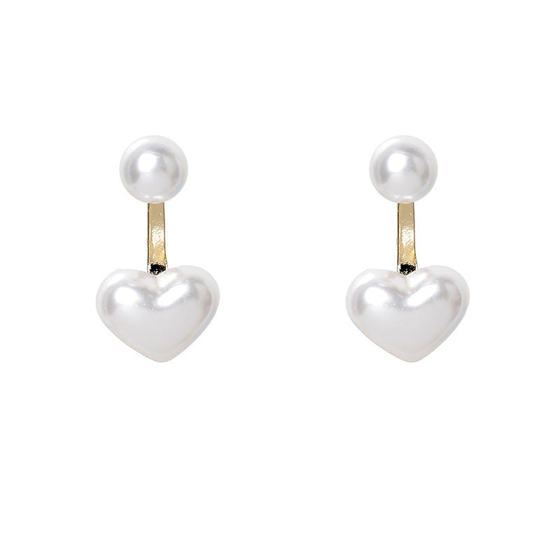 Simple Heart Pearl Stud Earrings