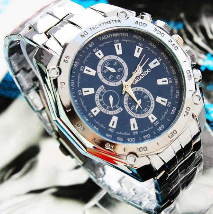 Silver Stainless Steel Men's Wristwatch