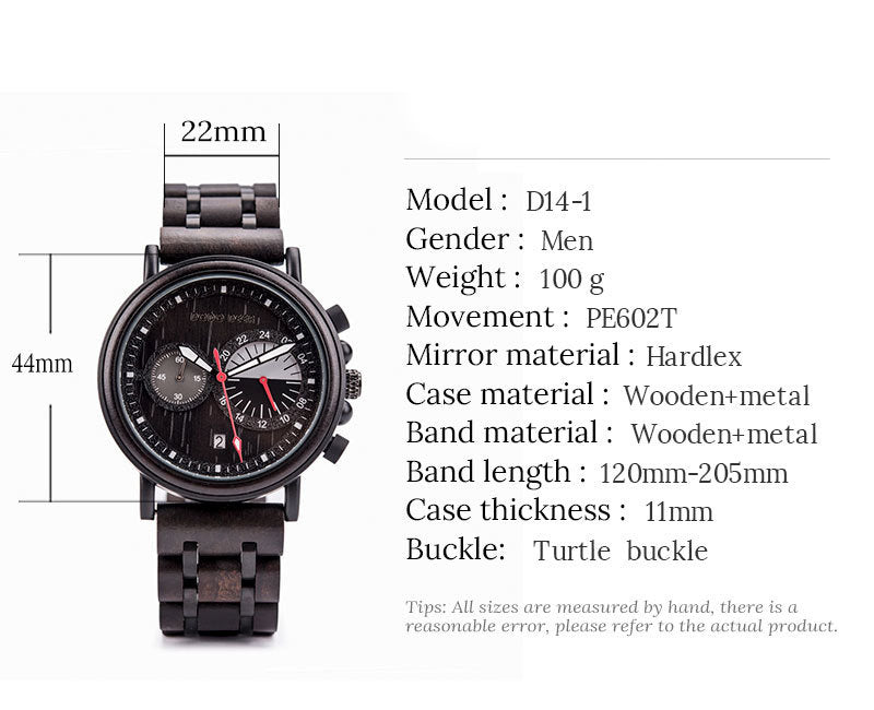 Men's wooden laser watch