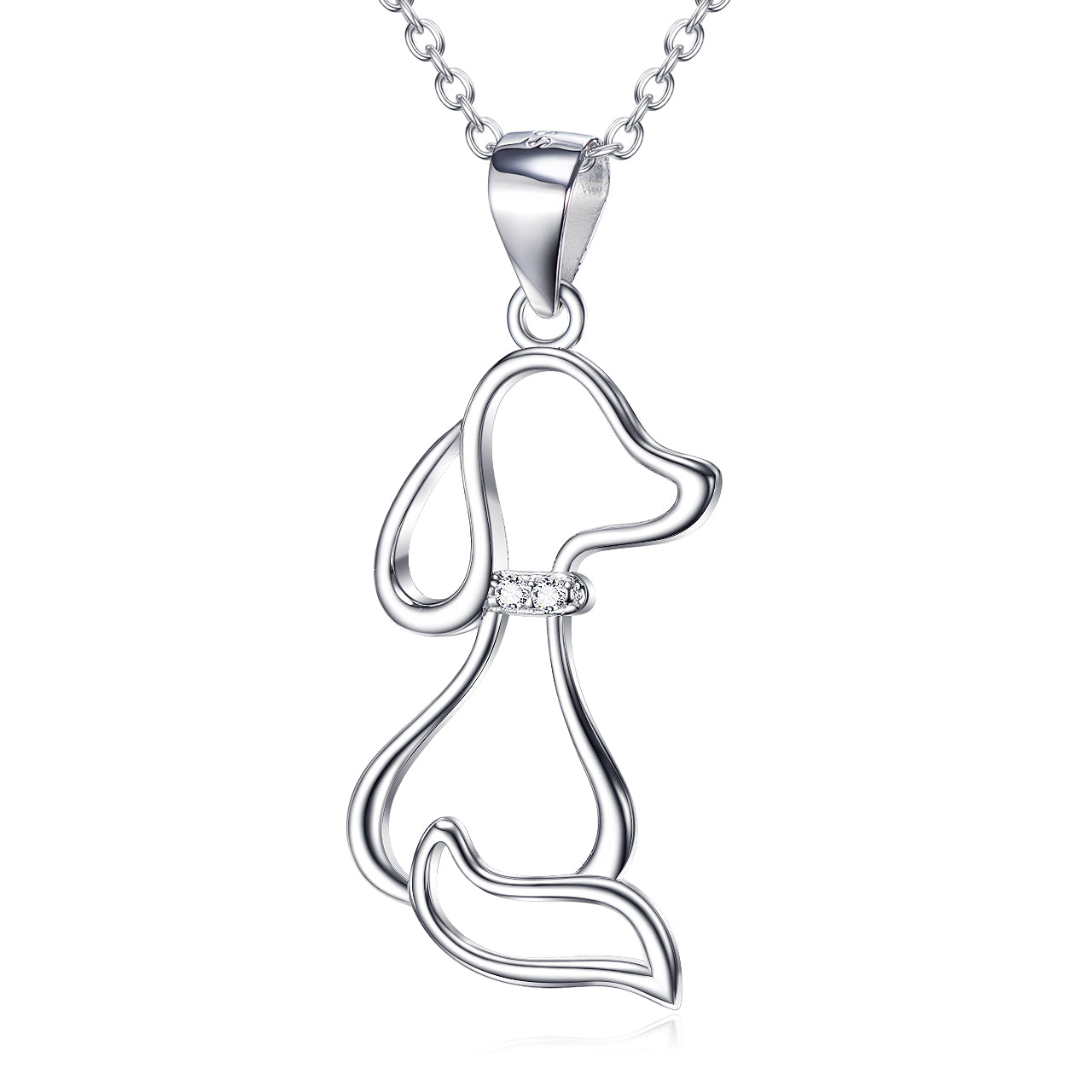 Ladies 925 Sterling Silver Jewelry Dog Necklace