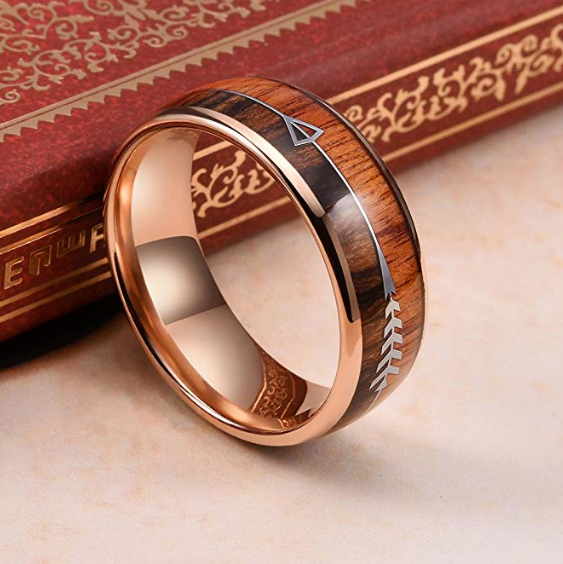 Trendy Fashion Rose Gold Arrow Wood Grain Ring